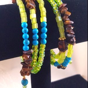 Turquoise & Tiger's Eye Memory Wire Bracelet